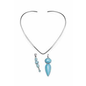 Mexican Sterling Silver Turquoise Pendants (2) + Sterling Omega Necklace 925